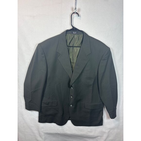 Mens Dark Green Three-Button Suit Jacket With Notch Lapel & Inner Lining - Picture 2 of 16